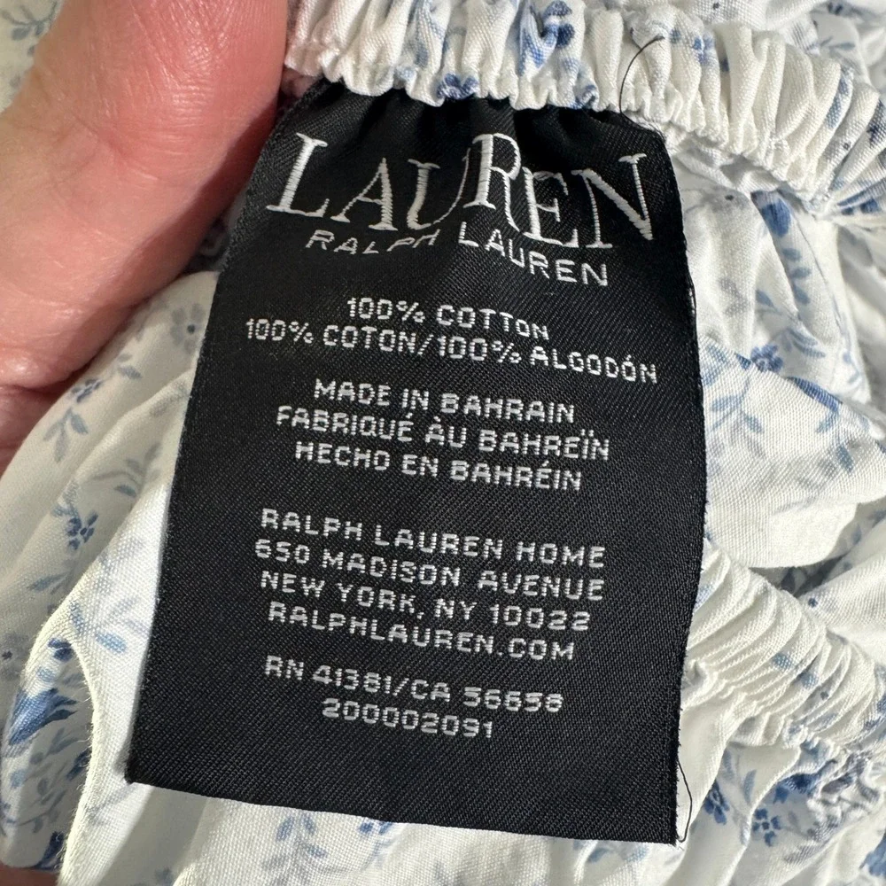 Lauren Ralph Lauren KING Cottage Spring Blue Floral Cotton Flat & Fitted Sheets
